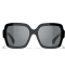 Chanel Shiny Black Square Frame with "CC" Accent/ Gray Lens Sunglasses