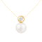 White Cultured Freshwater Pearl and Diamond 14K Yellow Gold Pendant 8-8.5mm