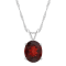 10x8mm Oval Garnet Rhodium Over Sterling Silver Pendant With Chain