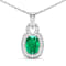 1.74ctw 14K White Gold Zambian Emerald and White Diamond Pendant with 18
inch Cable Chain