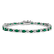 Rhodium Over 14k White Gold Oval Lab Created Emerald and Diamond Bracelet