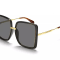 Gucci Gold Tone and Black Frame Oversize Square Frame / Gray Lens Sunglasses