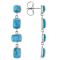 Cushion Turquoise Sterling Silver Dangle Earrings 7x5mm