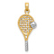 14K Two-tone Gold  Polished and Textured Tennis Racquet Pendant