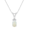7x5mm Oval Opal with Diamond Accents 14k White Gold Pendant With Chain