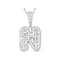 CZ Initial N Bubble Letter Pendant Necklace In Sterling Silver 2.15ctw