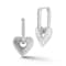 Rachel Zoe CZ Fluted Heart Charm Hoop Earrings in Rhodium Over Sterling Silver