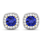 1.64ctw 14K Yellow Gold Tanzanite and White Diamond Halo Earrings