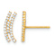 14k Yellow Gold Polished Curved Bar Cubic Zirconia Stud Earrings