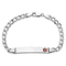 Rhodium Over 14k White Gold Medical Polished Red Enamel Curb Link ID Bracelet