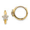 14K Yellow Gold Cubic Zirconia Children's Flower Hinged Hoop Earrings