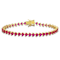 Created Ruby 18K Yellow Gold Over Sterling Silver Bracelet 12.3ctw