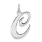 Rhodium Over Sterling Silver Fancy Script Letter C Initial Charm