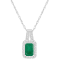 6x4mm Emerald Cut Emerald 1/8 ctw Diamond Rhodium Over Sterling Silver
Halo Pendant with Chain