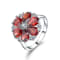 Pear Shape Garnet and Round White Cubic Zirconia Sterling Silver
Blooming Flower Design Ring
