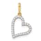 14K Two-tone Gold Polished Cubic Zirconia Open Heart Pendant