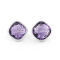 Large Amethyst Square Custsion Stud Earrings In Sterling Silver