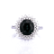 5.15 Ctw Green Sapphire and 0.70 Ctw White Diamond Ring in 18K WG