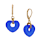 Gold Tone Glass Heart Drop Leverback Earrings
