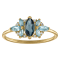 10K Yellow Gold Marquise Multi-color Blue Topaz Ring .45ctw