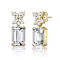 Baguette CZ Cluster Drop Earrings In 14K Gold Over Brass