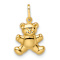 14k Yellow Gold Polished 3D Reversible Puffed Teddy Bear Pendant