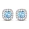 1.50ctw 14K White Gold Cushion Aquamarine and White Diamond Halo Earrings