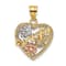 14K Tri-color Gold Number 1 WIFE In Heart with Flower Charm