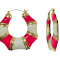 Gold Tone Pink and White Enamel Earring