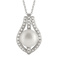 10-11mm Button White Cultured Freshwater Pearl and CZ Rhodium Over
Sterling Silver Pendant