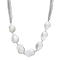12-16mm Baroque White Freshwater Pearl Sterling Silver Multi-Row Chain Necklace