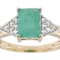 Emerald And White Zircon Ring In 18K Gold Over Sterling Silver 1.65ctw