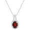 8x6mm Oval Garnet 1/7 ctw Diamond Rhodium Over Sterling Silver Halo
Pendant with Chain