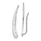 Rhodium Over 14k White Gold Polished and Textured Ear Climber Earrings