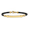 14K Yellow Gold Polished Bar Leather Bracelet