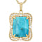 Turquoise And White Zircon Pendant Necklace In 18K Gold Over Sterling Silver