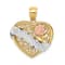 14k Tri-color Gold Polished Grandma Heart Pendant