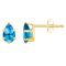 6x4mm Pear Shape Blue Topaz 10k Yellow Gold Stud Earrings