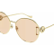 Gucci Gold Tone Frame with "GG Logo" /Pink Lens Sunglasses