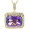 Amethyst Rectangular Cushion And White Zircon Pendant Necklace In 18K
Gold Over Sterling Silver 15.53ctw