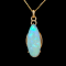 Ethiopian Opal Pear Shape Cabochon and Round Diamond 14K Yellow Gold
Pendant with Chain, 15.90ctw