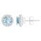 6mm Round Aquamarine 1/5 ctw Diamond Rhodium Over Sterling Silver Halo
Stud Earrings