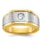 10K Two-tone Yellow and White Gold Men's Polished and Satin Diamond Ring 0.25ctw