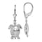 Rhodium Over Sterling Silver 3D Moveable Turtle Leverback Earrings