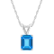 8x6mm Emerald Cut Blue Topaz 14k White Gold Pendant With Chain