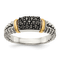 Sterling Silver with 14K Accent Antiqued Black Diamond and Black Rhodium Ring