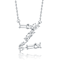 Initial Z Mixed Cut CZ Pendant Necklace In Sterling Silver 18 Inch