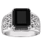 Sterling Silver Black Spinel Filigree Ring 4.7ctw