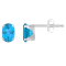 6x4mm Oval Blue Topaz Rhodium Over 10k White Gold Stud Earrings