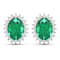 2.0ctw 14K White Gold  Zambian Green Emerald and White Diamond Halo Earrings